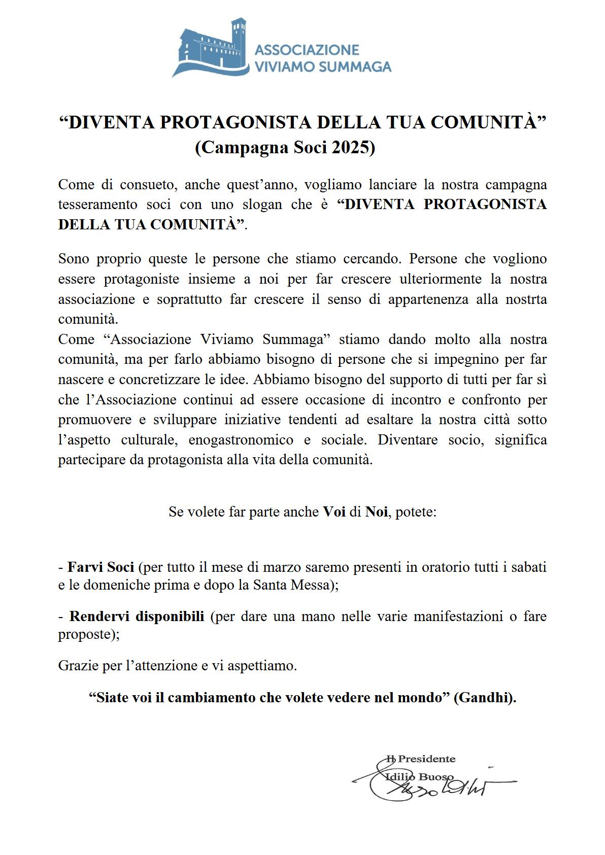 Campagna Soci 2025 Viviamo Summaga